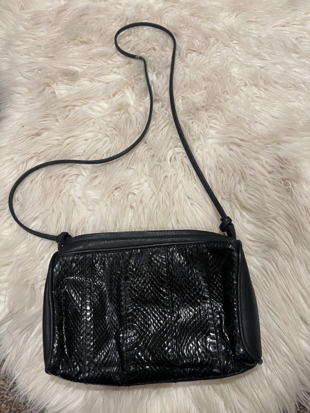 Lord & Taylor Black Textured Crossbody Bag